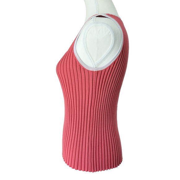 BELLDINI Ribbed Tank Top Size Large | Pink White Trim Stretchy Y2K Barbiecore - Picture 9 of 11